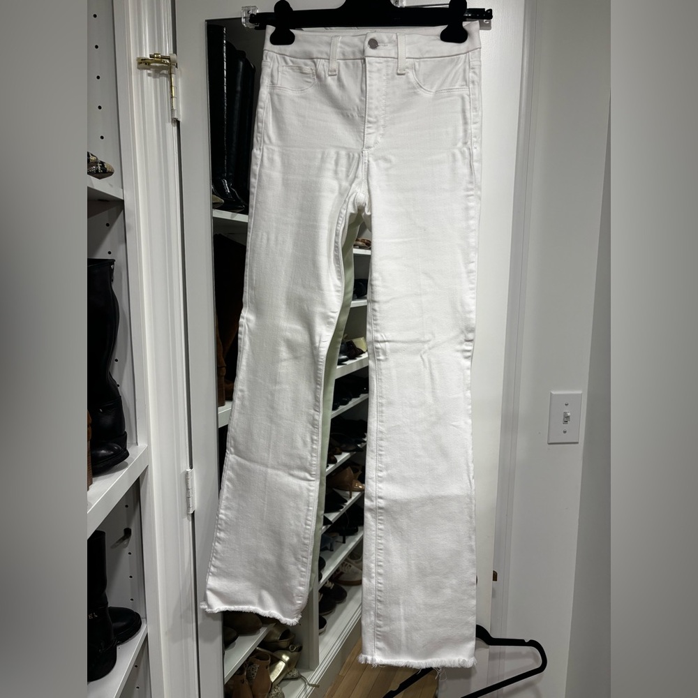 Joe’s Jeans Hi (Rise) Honey White Cropped Bootcut with Frayed Edges Jeans
